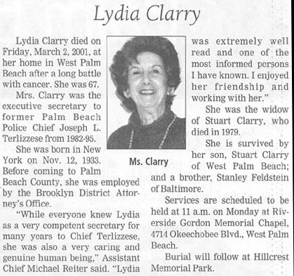 Libby (Lydia) Feldstein Clarry Obituary